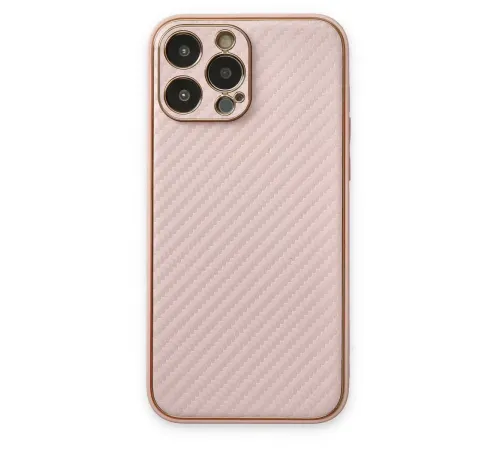 Apple iPhone 13 Pro Max Kılıf Coco Karbon Silikon - Pembe