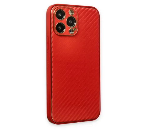 Apple iPhone 13 Pro Max Kılıf Coco Karbon Silikon - Kırmızı