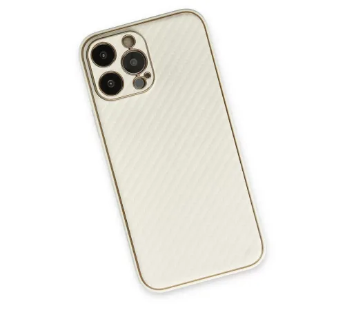 Apple iPhone 13 Pro Max Kılıf Coco Karbon Silikon - Beyaz