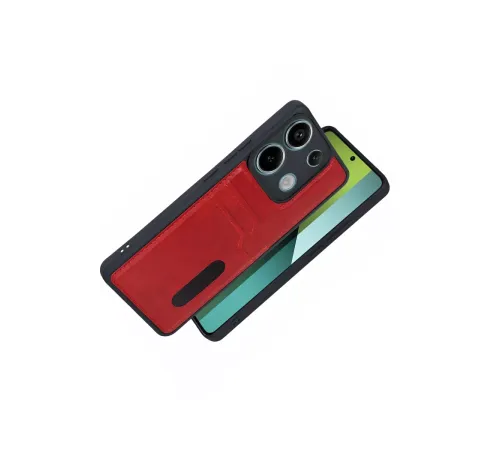 Xiaomi Redmi 15C 4G Sara Kartvizitli Deri Kılıf - Kırmızı