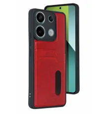 Xiaomi Redmi 15C 4G Sara Kartvizitli Deri Kılıf - Kırmızı