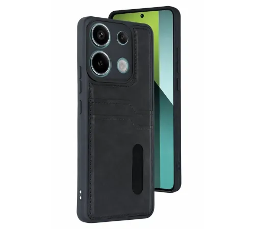 Xiaomi Redmi 15C 4G Sara Kartvizitli Deri Kılıf - Siyah