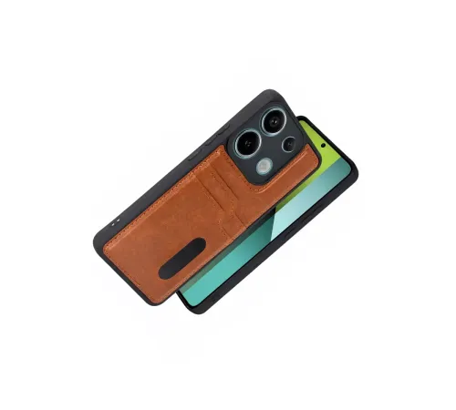 Xiaomi Redmi 15C 4G Sara Kartvizitli Deri Kılıf - Taba