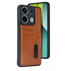 Xiaomi Redmi 15C 4G Sara Kartvizitli Deri Kılıf - Taba