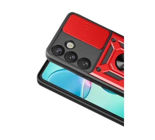 Samsung Galaxy S26 Plus Pars Lens Yüzüklü Silikon - Kırmızı