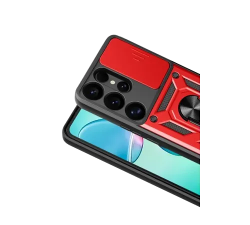 Samsung Galaxy S26 Ultra Pars Lens Yüzüklü Silikon - Kırmızı