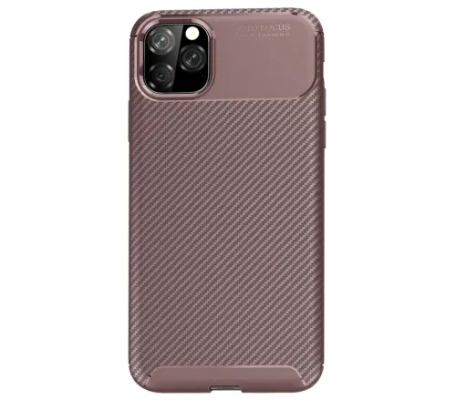 Apple iPhone 11 Pro Kılıf Auto Focus Karbon Kapak - Kahverengi