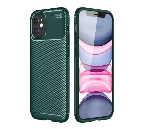 Apple iPhone 12 Mini Kılıf Auto Focus Karbon Kapak - Yeşil