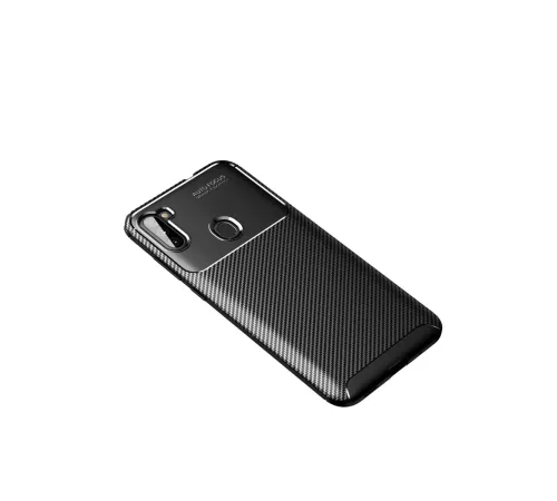 Samsung Galaxy A11 Kılıf Auto Focus Karbon Kapak - Siyah