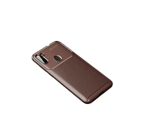 Samsung Galaxy A11 Kılıf Auto Focus Karbon Kapak - Kahverengi
