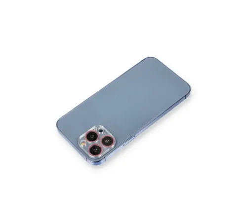 Apple iPhone 12 Pro Max Shine Kamera Lens Koruma Cam - Pembe
