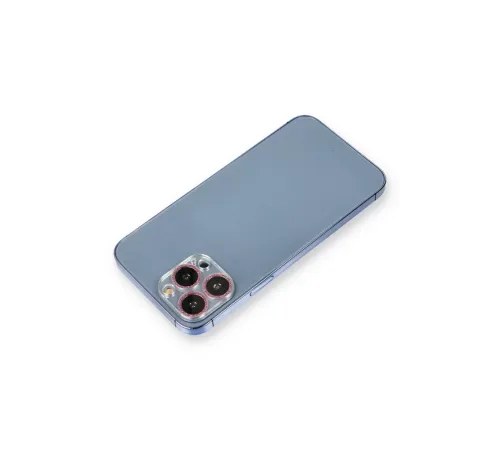 Apple iPhone 12 Pro Max Shine Kamera Lens Koruma Cam - Pembe