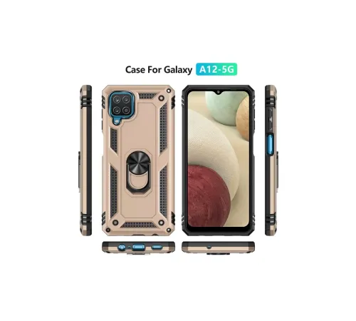Samsung Galaxy A22 Kılıf Sofya Yüzüklü Silikon Kapak - Gold