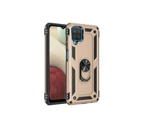 Samsung Galaxy A22 Kılıf Sofya Yüzüklü Silikon Kapak - Gold