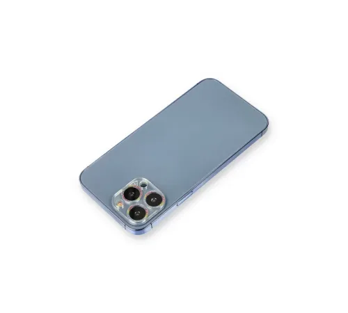 Apple iPhone 12 Pro Max Shine Kamera Lens Koruma Cam - Rainbow