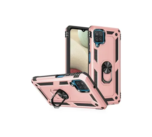 Samsung Galaxy A22 Kılıf Sofya Yüzüklü Silikon Kapak - Rose