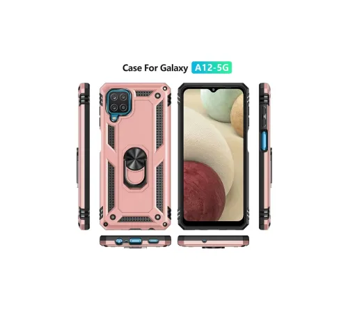 Samsung Galaxy A22 Kılıf Sofya Yüzüklü Silikon Kapak - Rose