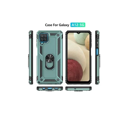 Samsung Galaxy A22 Kılıf Sofya Yüzüklü Silikon Kapak - Yeşil