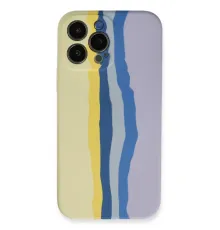 Apple iPhone 13 Pro Kılıf Ebruli Lansman Silikon - Sarı-Lila