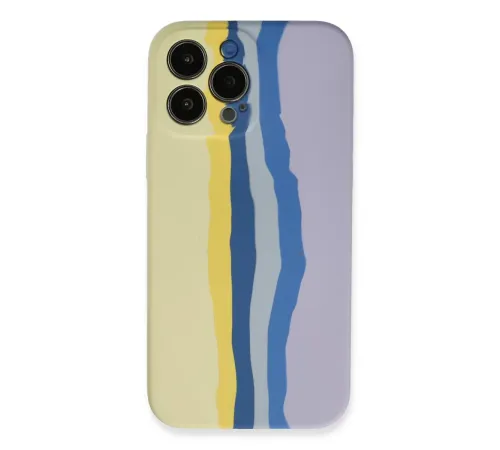 Apple iPhone 13 Pro Kılıf Ebruli Lansman Silikon - Sarı-Lila