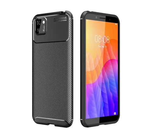 Huawei Y5P Kılıf Auto Focus Karbon Kapak - Siyah