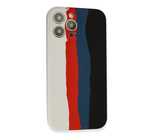 Apple iPhone 13 Pro Kılıf Ebruli Lansman Silikon - Beyaz-Siyah