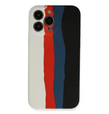 Apple iPhone 13 Pro Kılıf Ebruli Lansman Silikon - Beyaz-Siyah