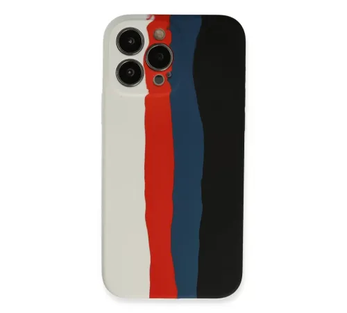 Apple iPhone 13 Pro Kılıf Ebruli Lansman Silikon - Beyaz-Siyah