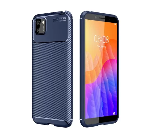 Huawei Y5P Kılıf Auto Focus Karbon Kapak - Lacivert
