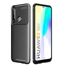 Huawei Y6P Kılıf Auto Focus Karbon Kapak - Siyah