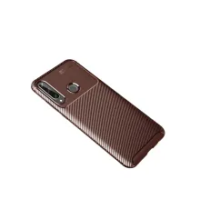 Huawei Y6P Kılıf Auto Focus Karbon Kapak - Kahverengi