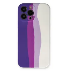 Apple iPhone 13 Pro Kılıf Ebruli Lansman Silikon - Mor-Beyaz
