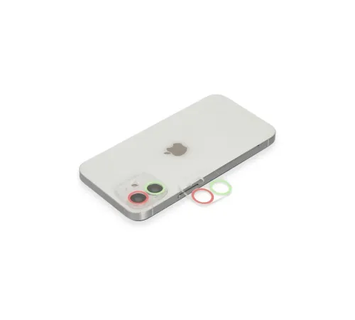 Apple iPhone 11 Renkli Kamera Lens Koruma Cam - Yeşil-Pembe