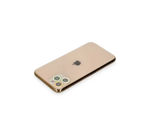 Apple iPhone 11 Pro Renkli Kamera Lens Koruma Cam - Sarı-Turuncu