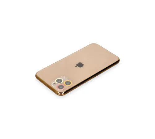Apple iPhone 11 Pro Renkli Kamera Lens Koruma Cam - Turuncu-Kırmızı