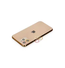 Apple iPhone 11 Pro Renkli Kamera Lens Koruma Cam - Turuncu-Kırmızı