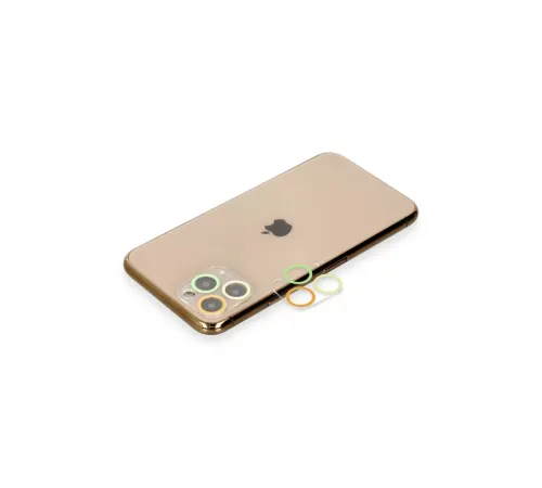 Apple iPhone 11 Pro Renkli Kamera Lens Koruma Cam - Pembe-Mavi