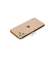 Apple iPhone 11 Pro Max Renkli Kamera Lens Koruma Cam - Pembe-Mavi