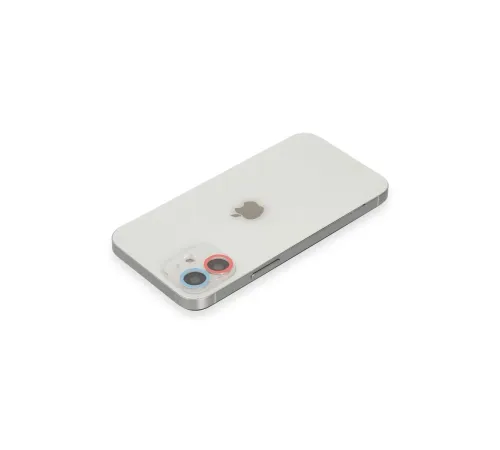 Apple iPhone 12 Renkli Kamera Lens Koruma Cam - Pembe-Mavi