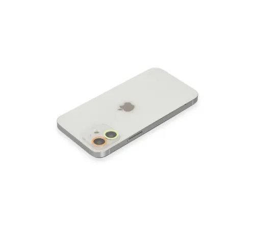 Apple iPhone 12 Mini Renkli Kamera Lens Koruma Cam - Sarı-Turuncu