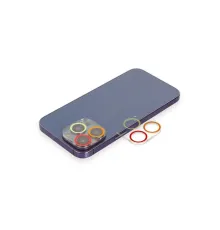 Apple iPhone 12 Pro Renkli Kamera Lens Koruma Cam - Turuncu-Kırmızı