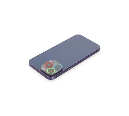 Apple iPhone 12 Pro Renkli Kamera Lens Koruma Cam - Mavi-Yeşil