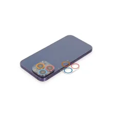 Apple iPhone 12 Pro Renkli Kamera Lens Koruma Cam - Pembe-Mavi
