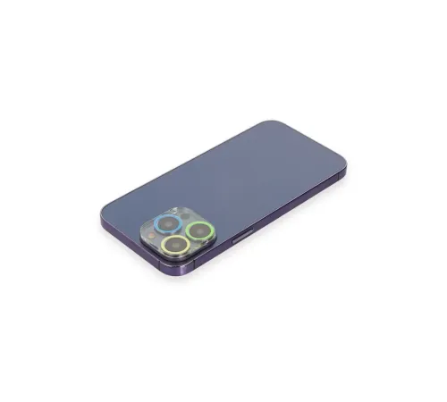 Apple iPhone 12 Pro Max Renkli Kamera Lens Koruma Cam - Yeşil-Sarı