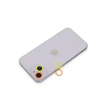 Apple iPhone 13 Renkli Kamera Lens Koruma Cam - Sarı-Turuncu
