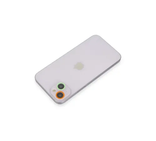 Apple iPhone 13 Renkli Kamera Lens Koruma Cam - Turuncu-Yeşil