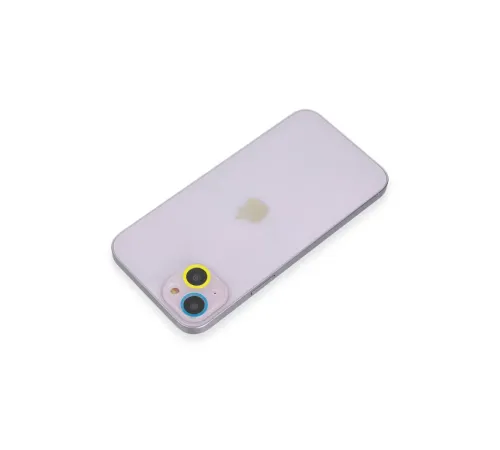 Apple iPhone 13 Renkli Kamera Lens Koruma Cam - Sarı-Mavi