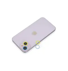 Apple iPhone 13 Renkli Kamera Lens Koruma Cam - Sarı-Mavi