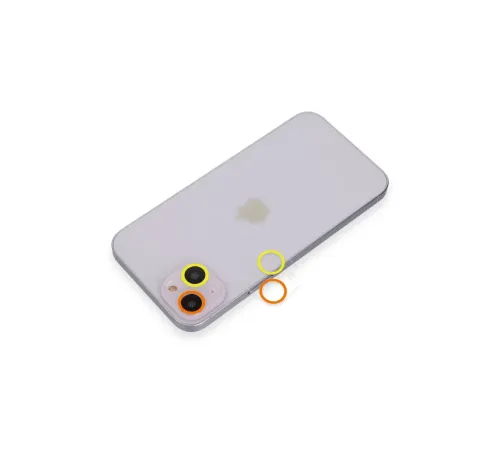 Apple iPhone 13 Mini Renkli Kamera Lens Koruma Cam - Sarı-Turuncu
