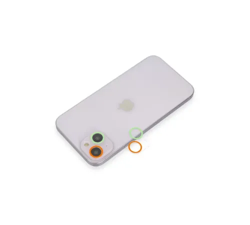 Apple iPhone 13 Mini Renkli Kamera Lens Koruma Cam - Turuncu-Yeşil